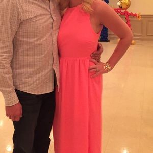 Gianni Bini neon pink maxi dress size medium